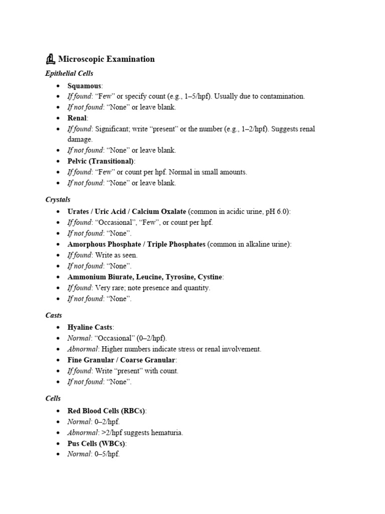 Urinalysis Interpretation Pdf