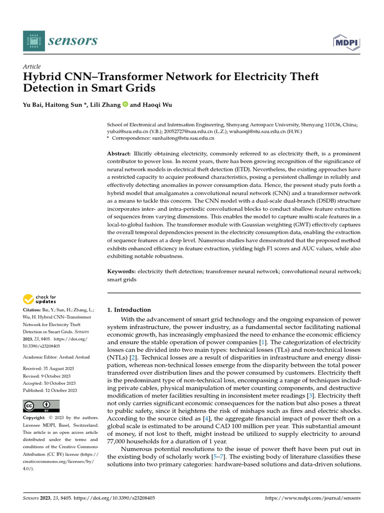 Hybrid CNN-Transformer for Power Theft Detection | PDF | Deep Learning ...