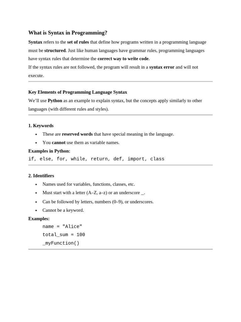 Understanding Programming Syntax | PDF | Object Oriented Programming ...
