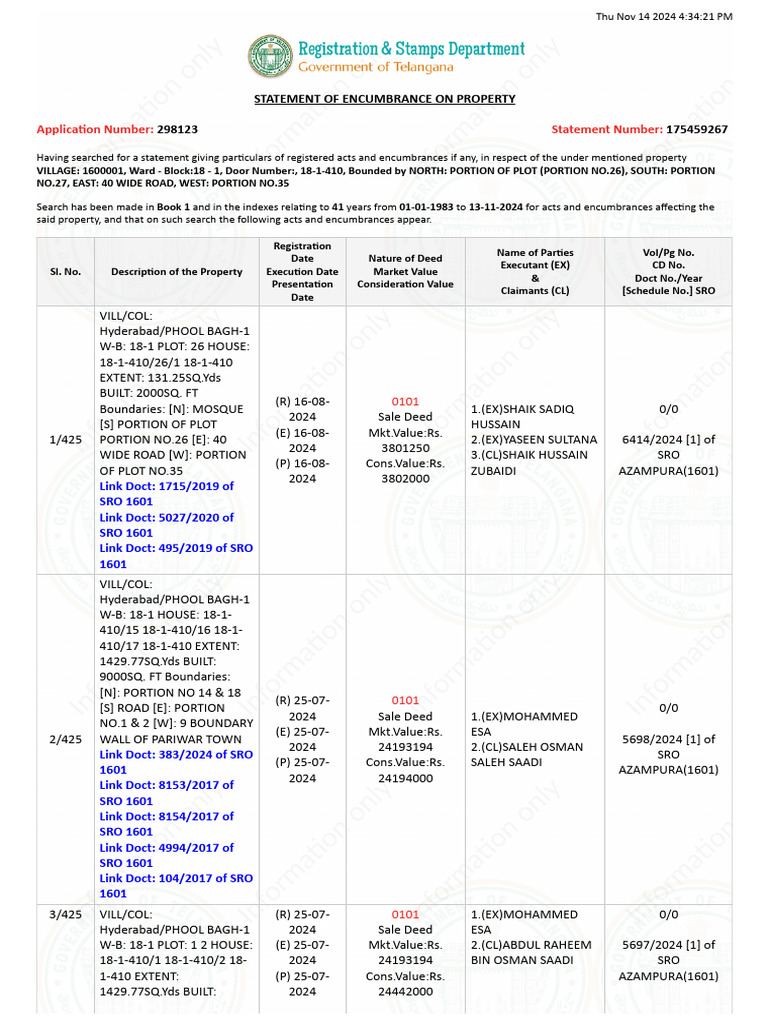 Property Encumbrance Statement 2024 | PDF | Real Property Law ...