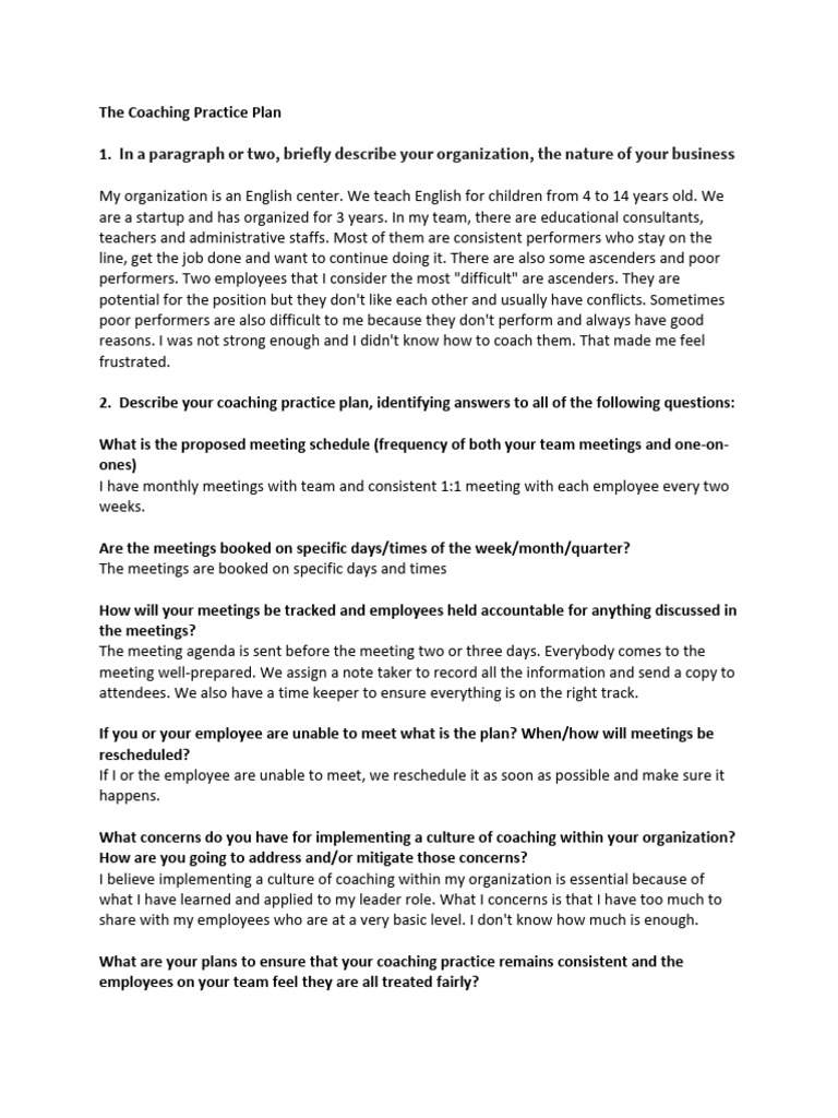 The Coaching Practice Plan | PDF