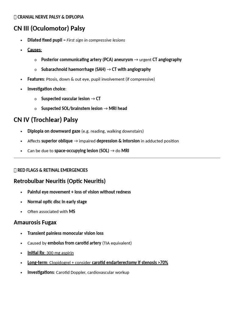 ? Cranial Nerve Palsy | PDF