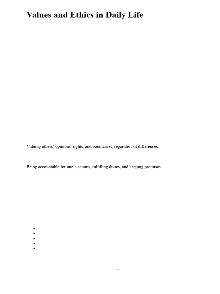 Values and Ethics in Daily Life | PDF