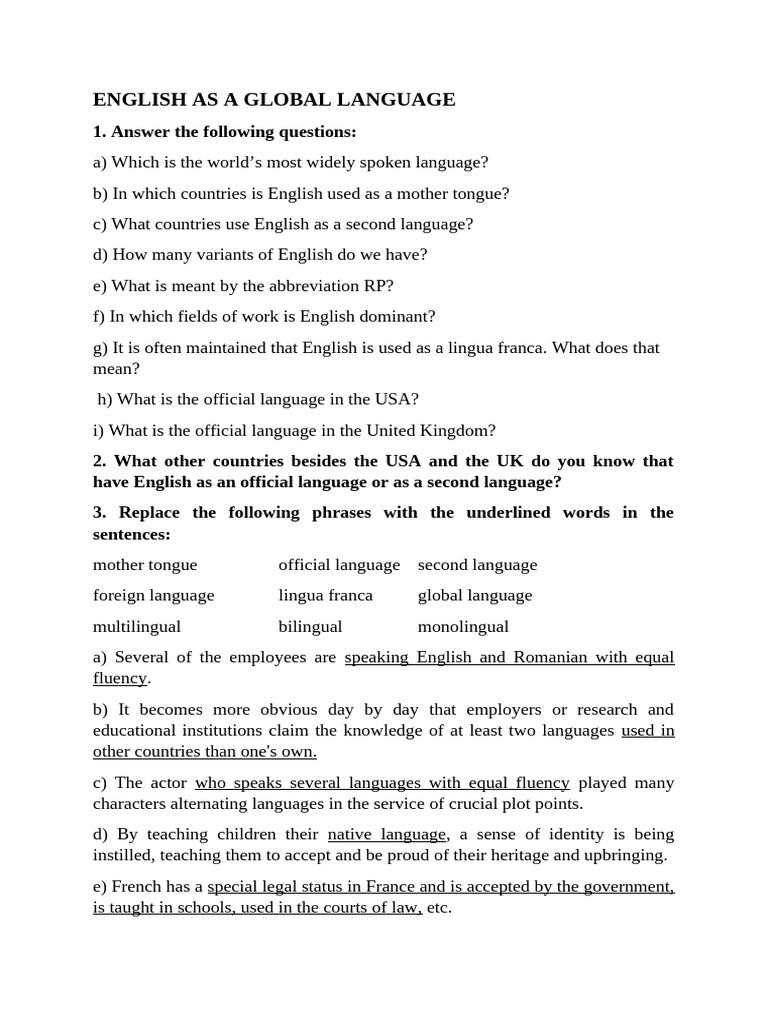 English As A Global Language | PDF | English Language | Multilingualism