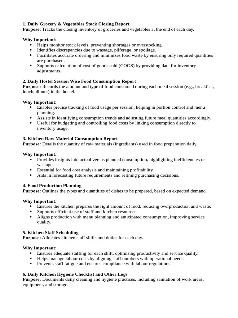 Daily Food Inventory & Consumption Reports | PDF | Inventory | Meal