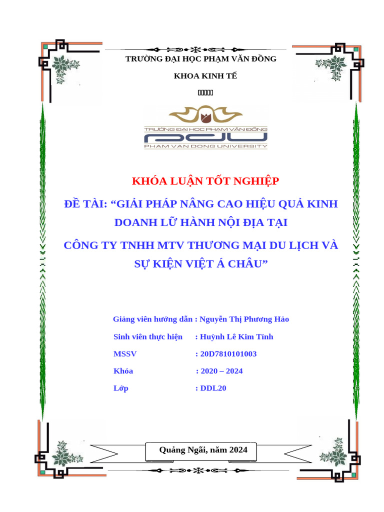 Khóa Luận Tn - Huỳnh Lê Kim Tính (Ddl20) | PDF