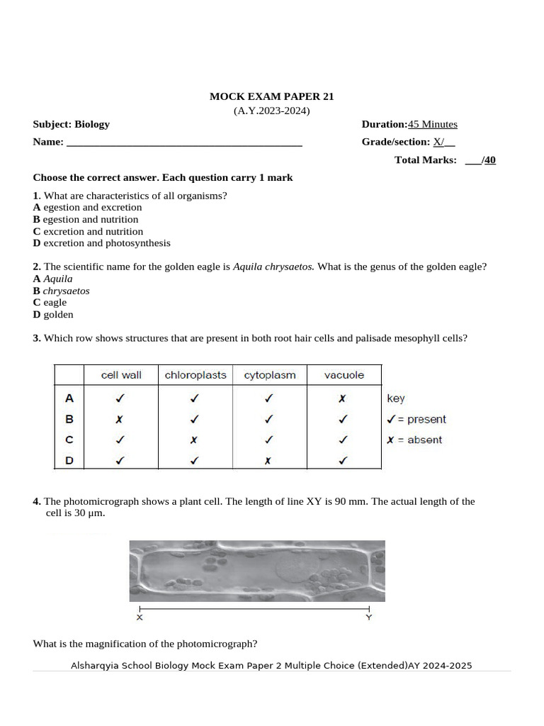 Biology Mock Exam Paper 2023-2024 | PDF | Zygosity | Synapse