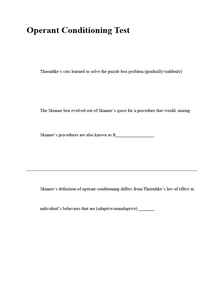 Operant Conditioning Test Guide | PDF | Reinforcement | Classical ...