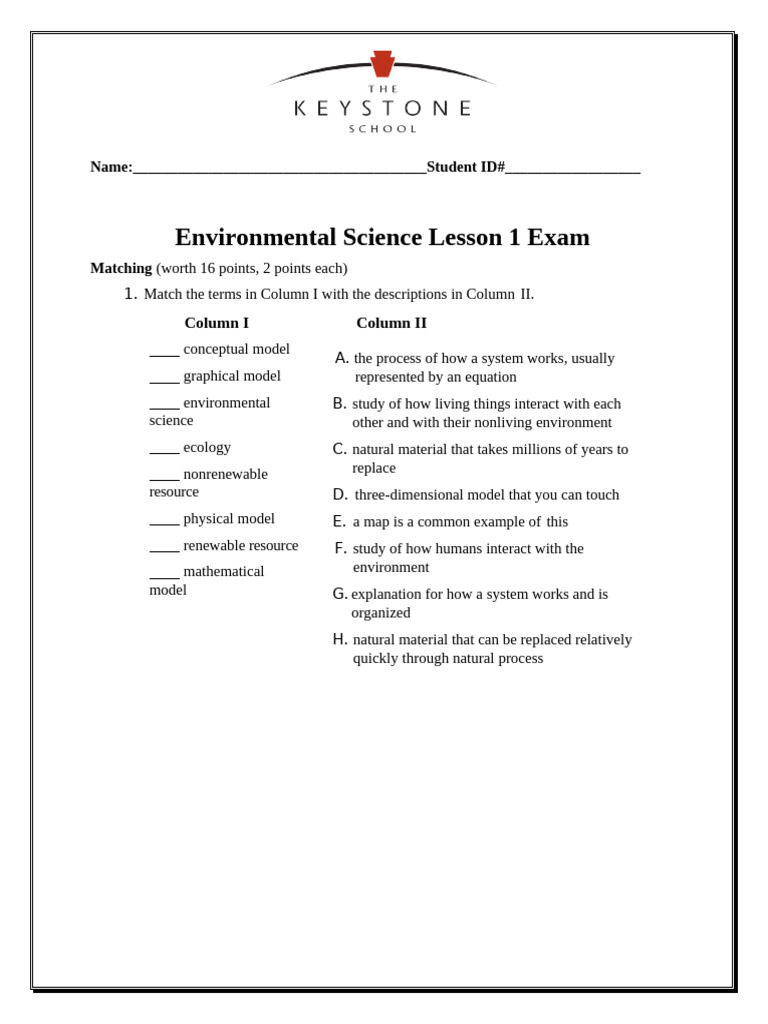 Environmental Science Lesson 1 Exam 2 | PDF | Earth | Water