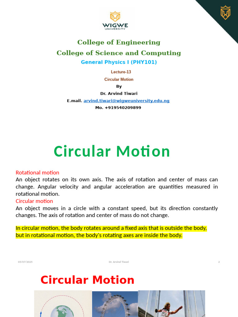 Real-Life Circular Motion Examples | PDF | Acceleration | Rotation ...