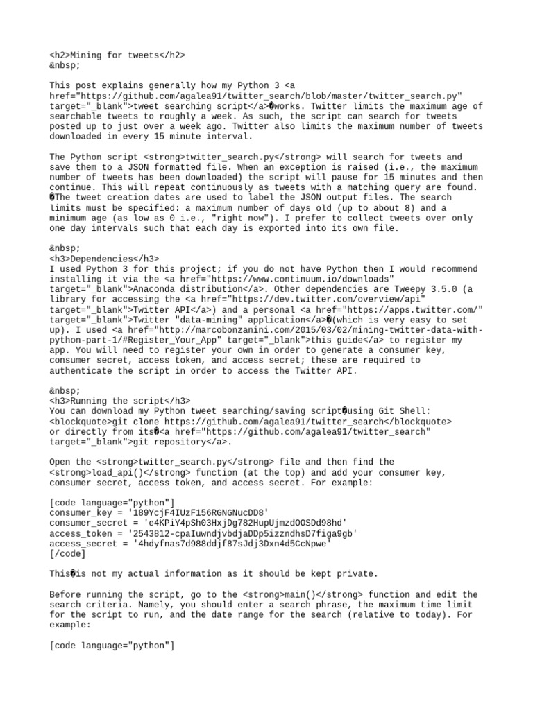 Python Script for Tweet Mining | PDF | Python (Programming Language ...