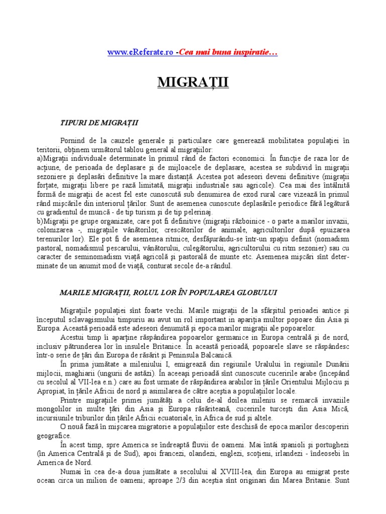 Migratia in romania pdf