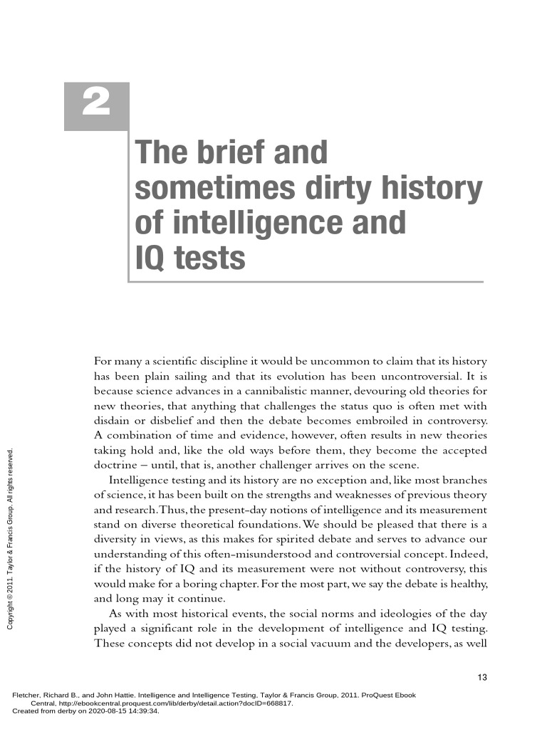 History and Controversies of IQ Testing | PDF | Intelligence Quotient ...