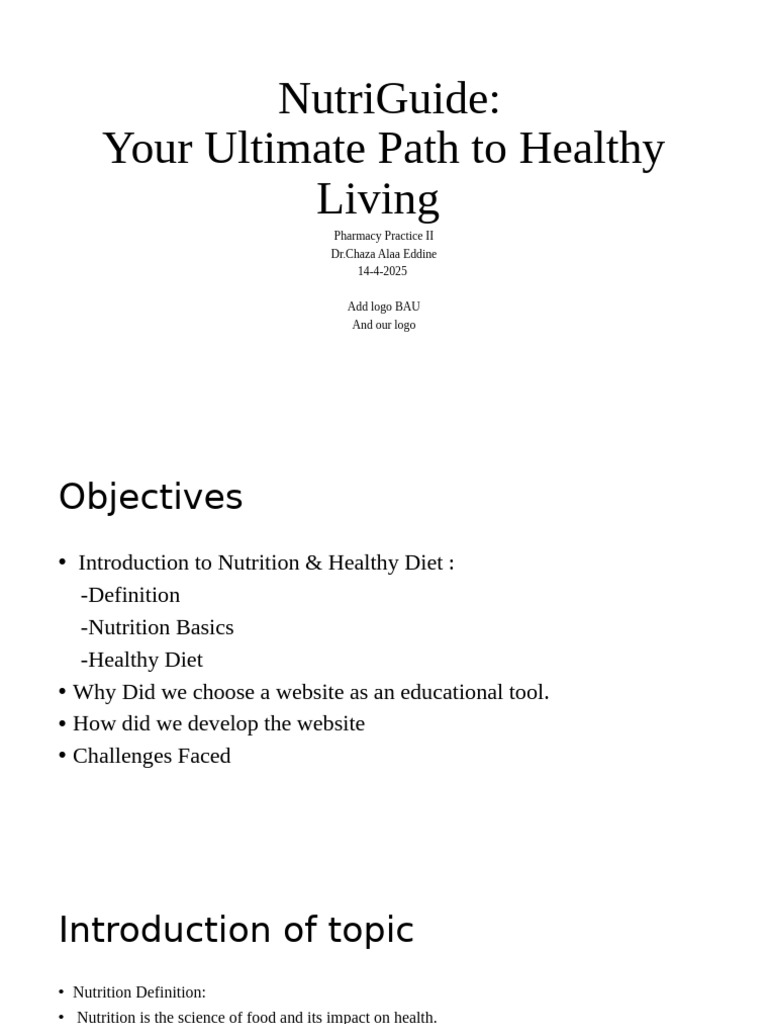 NutriGuide: Your Path to Healthy Living | PDF | Diet (Nutrition) | Diet ...