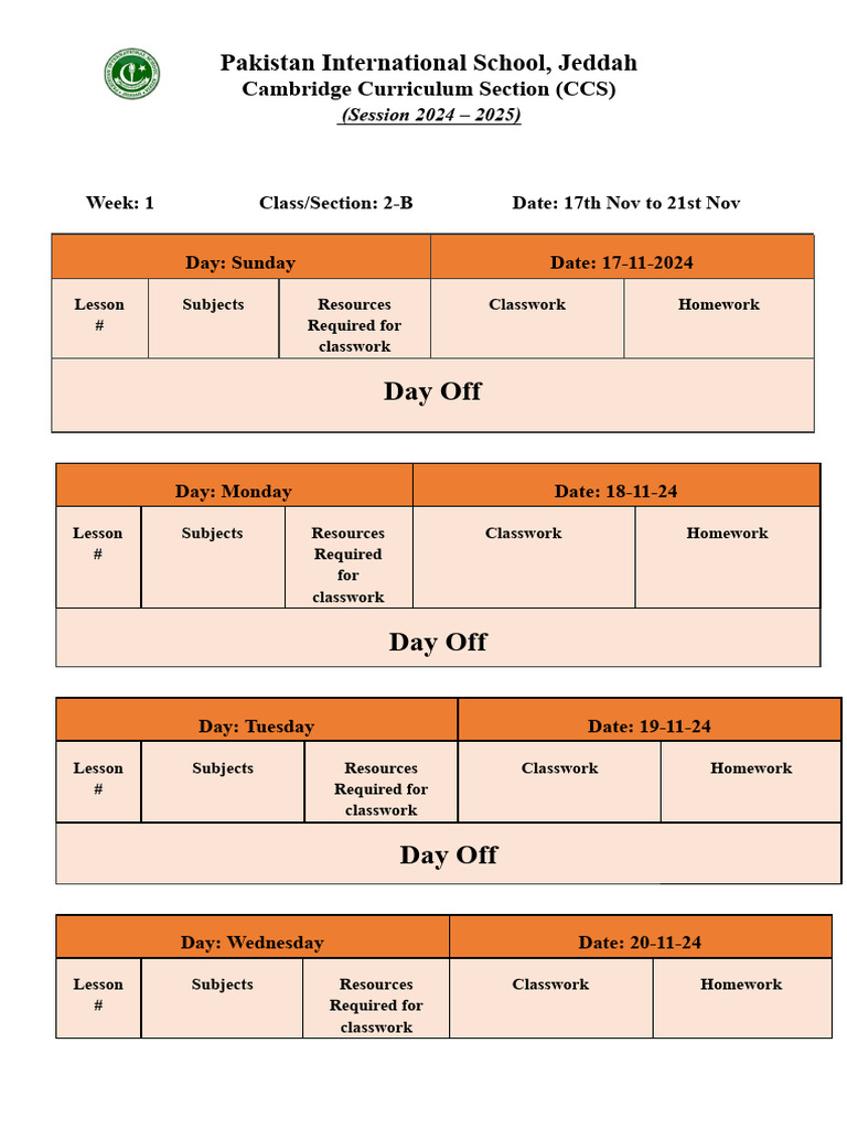 2nd Term 2B Week 1 Weekly Plan | PDF | Teaching | Learning
