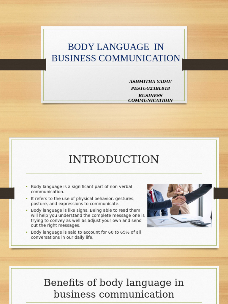 Body Language in Business Communication | PDF | Body Language ...