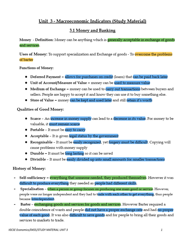 Kami Export - Unit 3 - Micro Economic Indicators (Study Material) | PDF ...