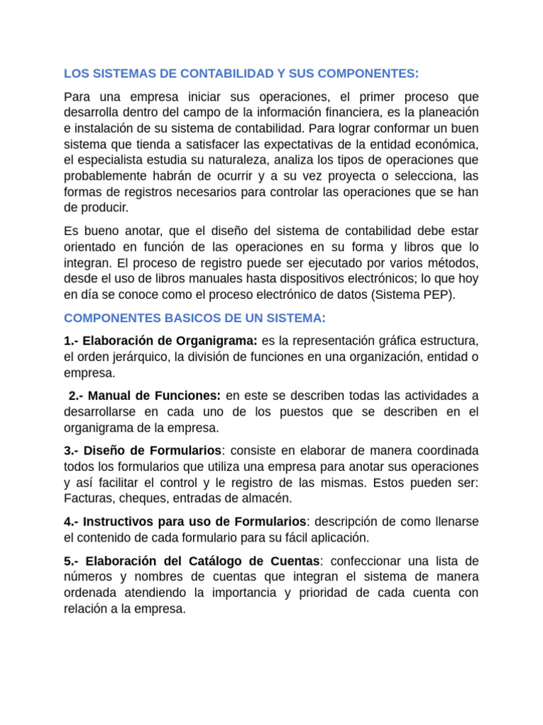 Componentes Clave de Sistemas Contables | PDF | Contabilidad | Estado ...