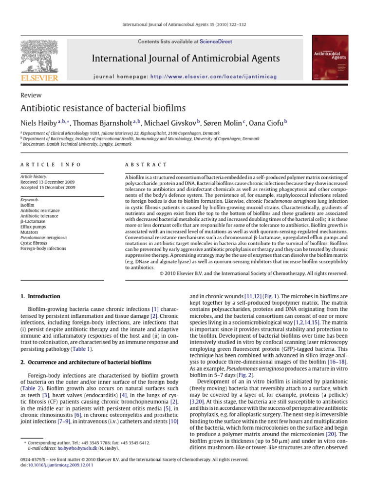 Antibiotic Resistance of Bacterial Biofilm | PDF | Biofilm ...