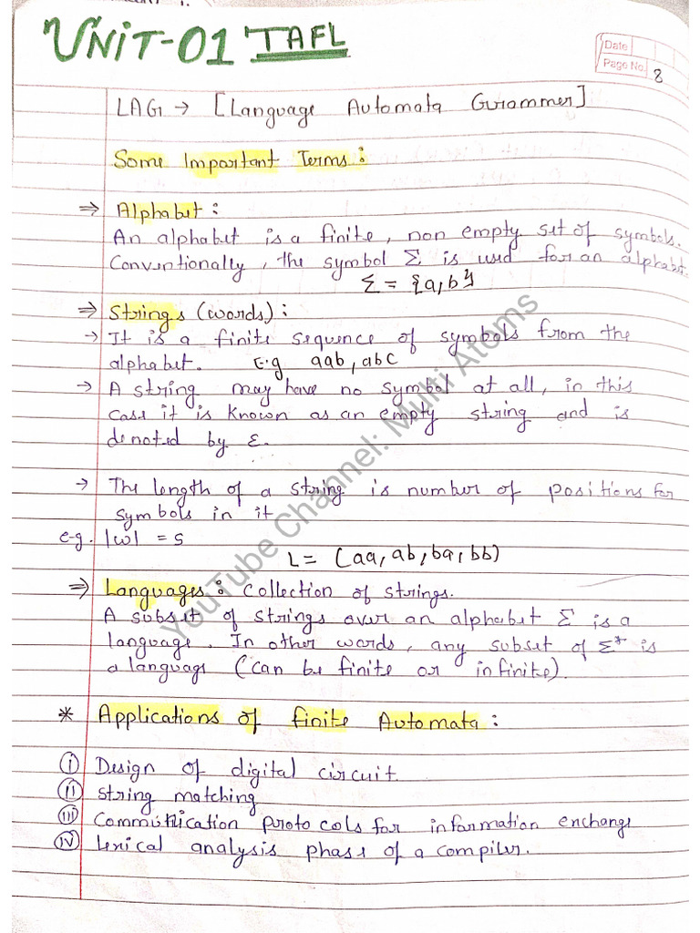 Tafl Unit1 Notes Pdf