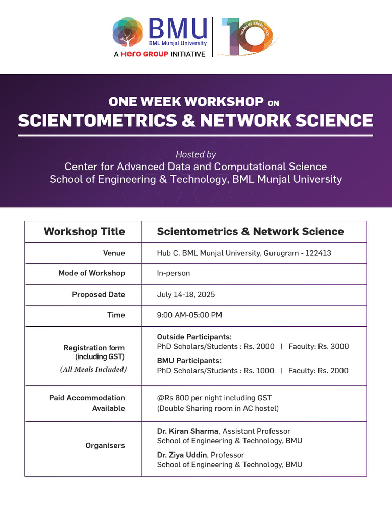 Workshop on Scientometrics & Network Science | PDF | Science | Applied ...