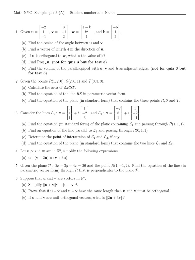 Sample Quiz 3 | PDF