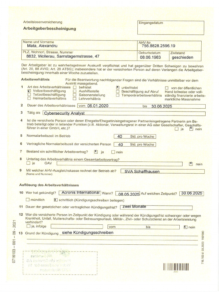Arbeitgeberbescheinigung Signed PDF