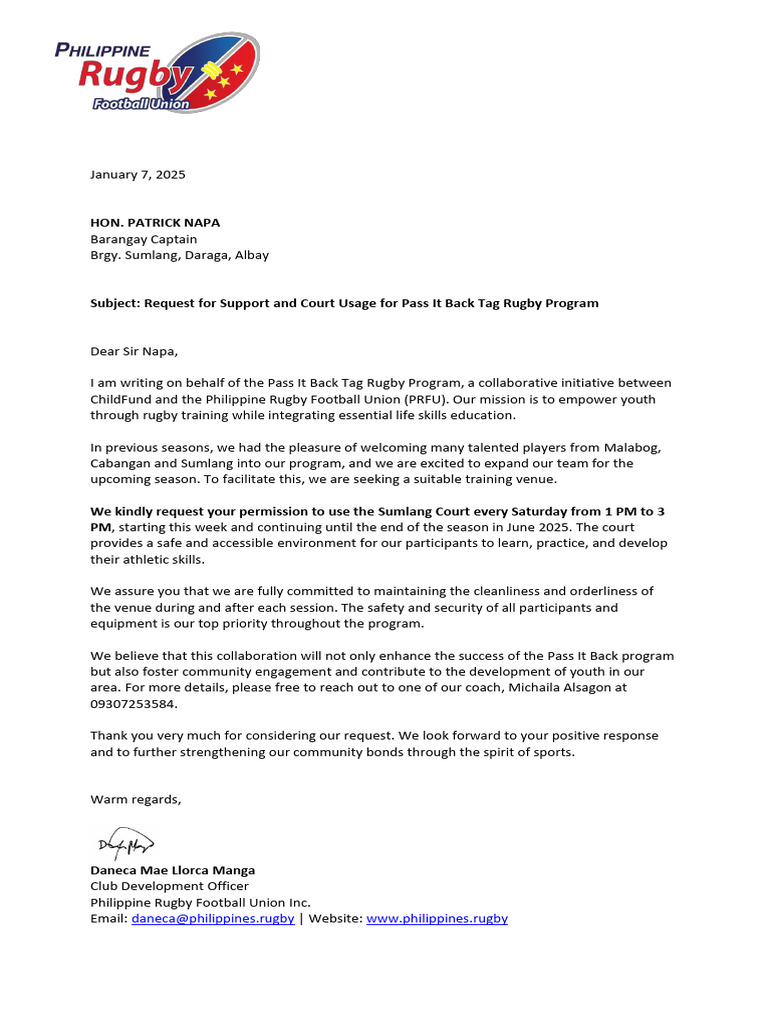 Letter to Sumlang - Brgy. Cap | PDF