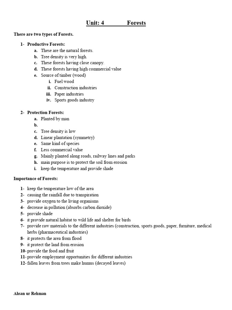 Types and Importance of Forests in Pakistan | PDF | Deforestation | Soil