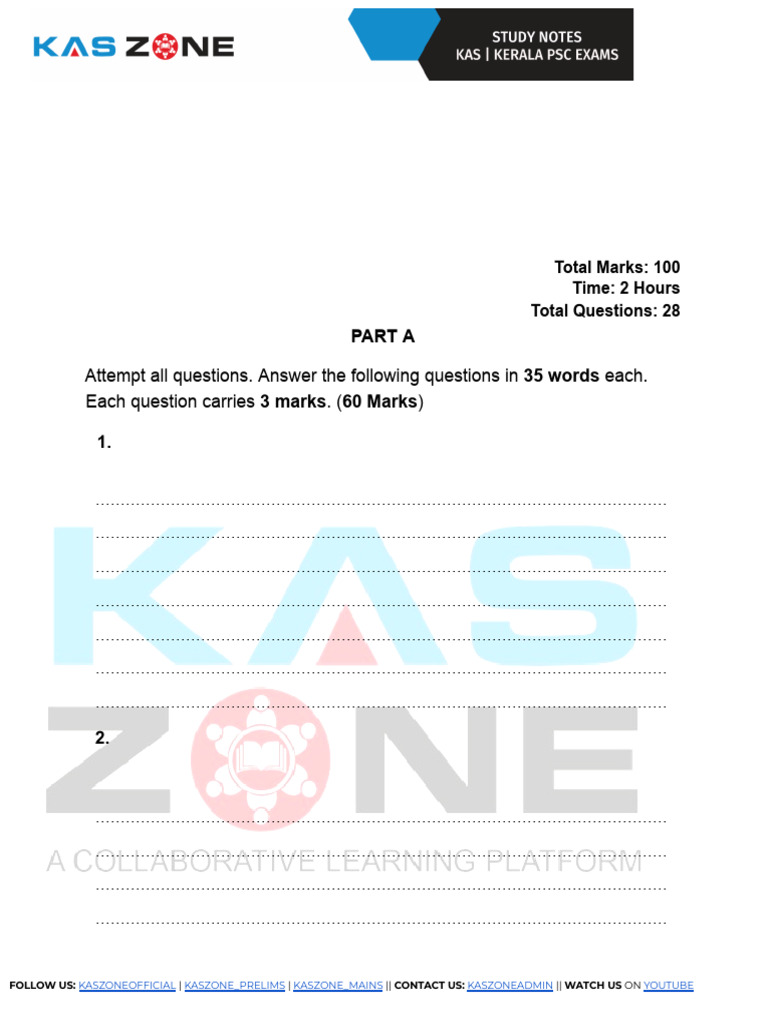 KAS Mains Answer Writing Practice Sheet | PDF
