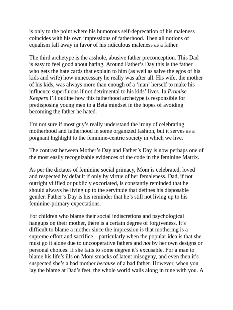 Masculinity and Fatherhood Dynamics | PDF