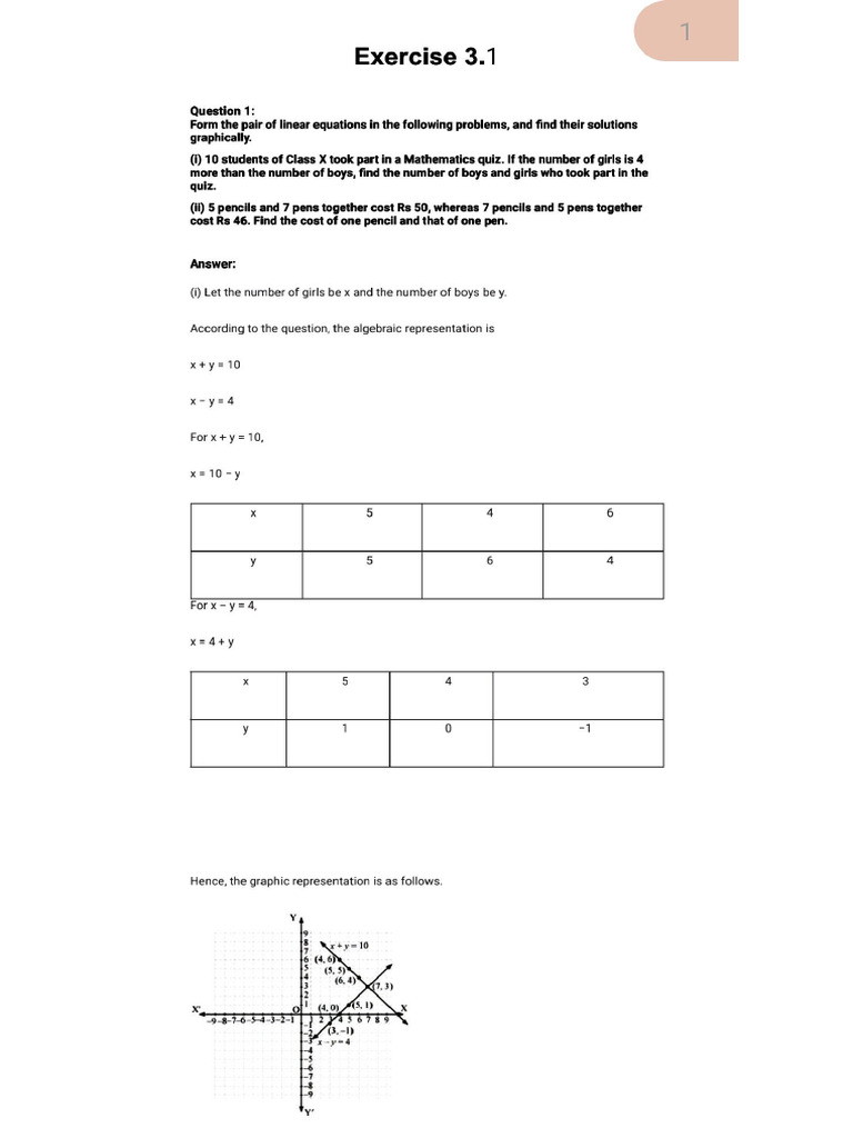 Ex 3.1 Maths | PDF