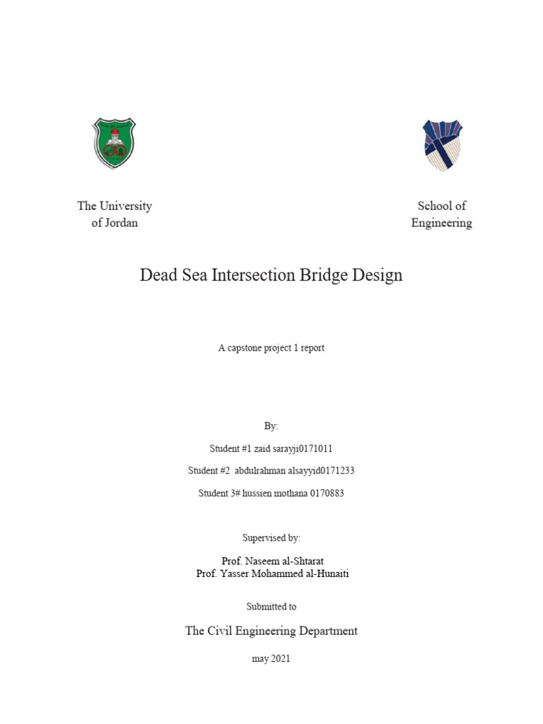 Dead Sea Bridge Design Project Report | PDF | Prestressed Concrete | Bridge