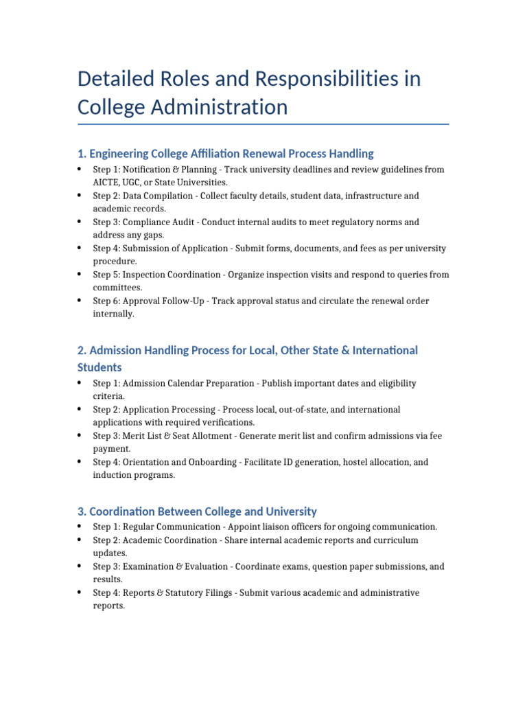 College Administration Roles Overview | PDF | Audit