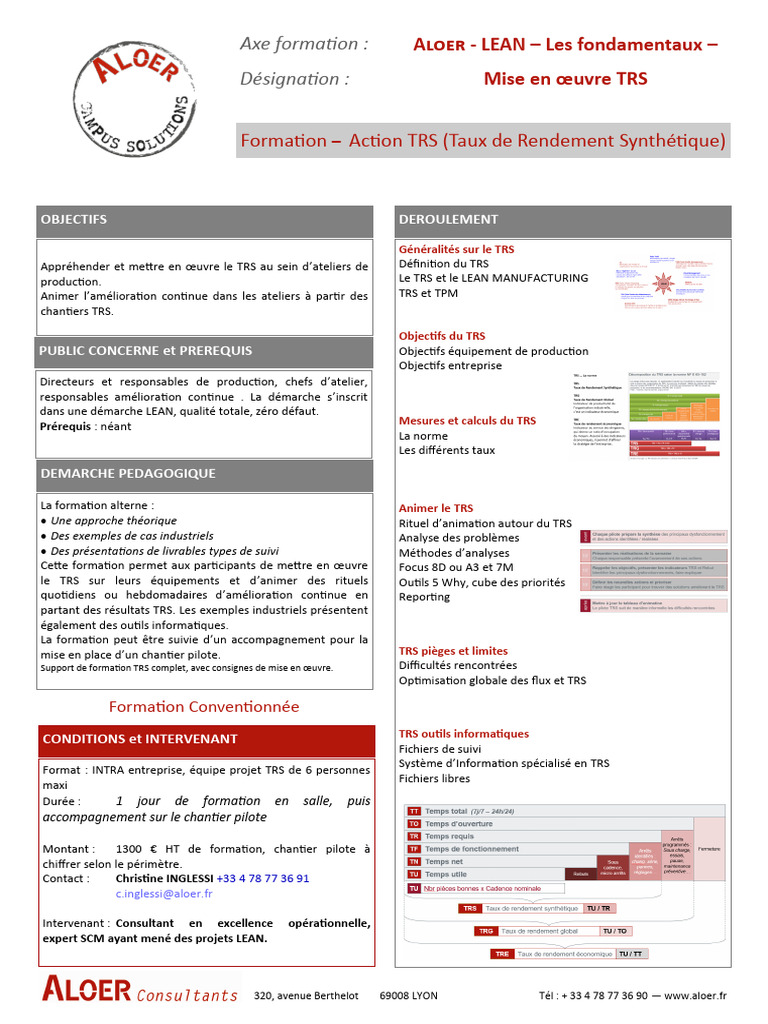 Formation TRS : Optimisation Lean en Production | PDF | Lean ...