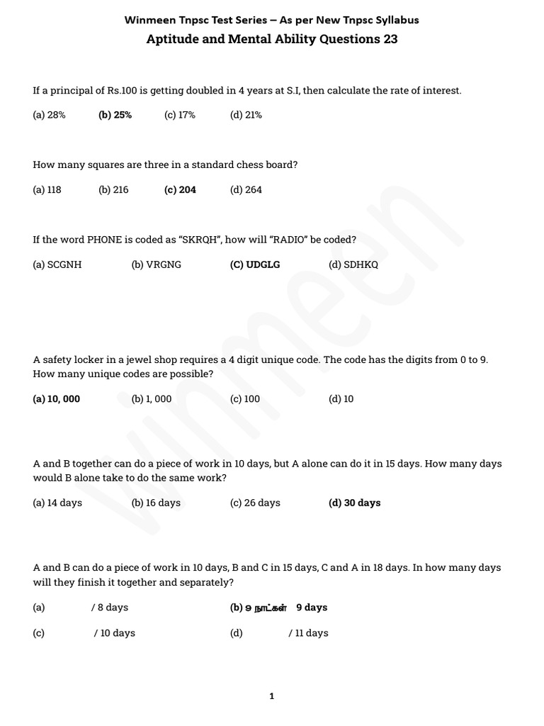 Aptitude and Mental Ability Questions 23 | PDF