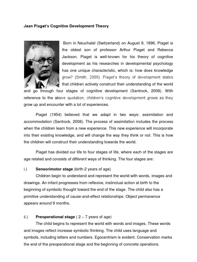 Piaget's Stages of Cognitive Development | PDF | Cognitive Development ...