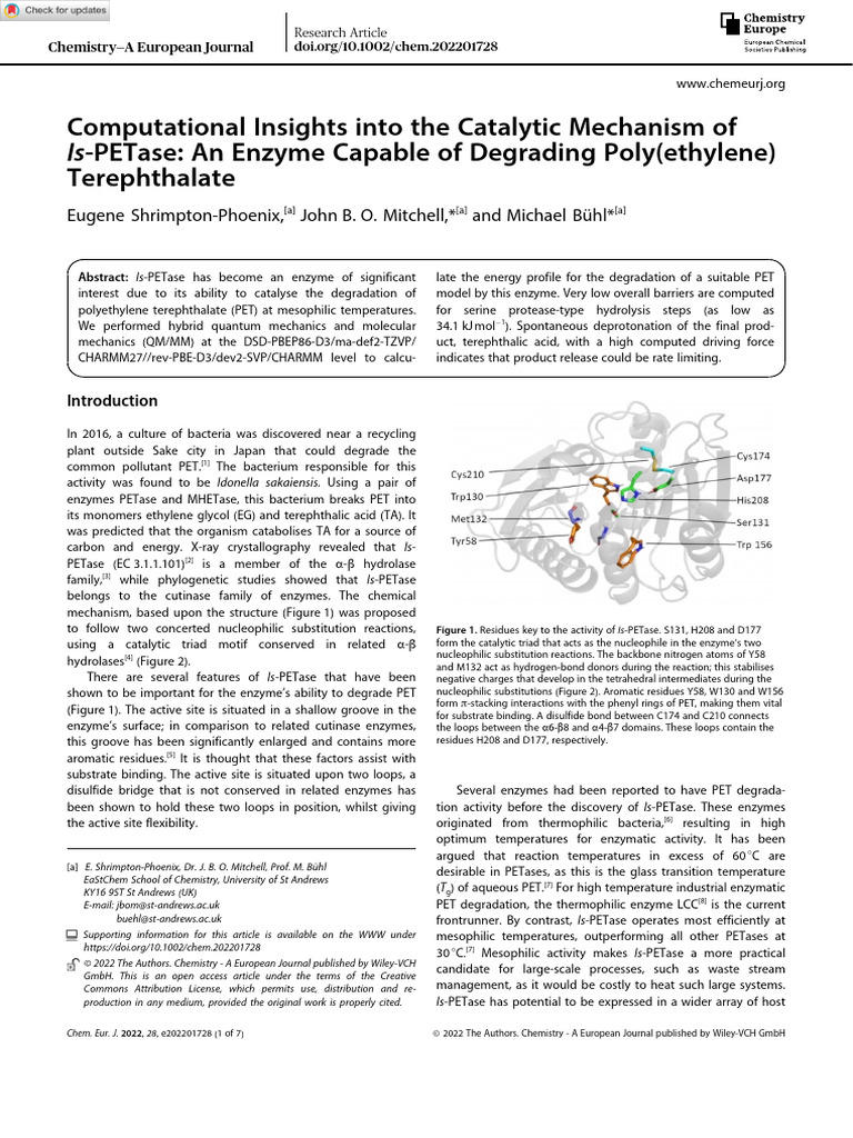 PETase Mechanism | PDF | Active Site | Chemical Reactions