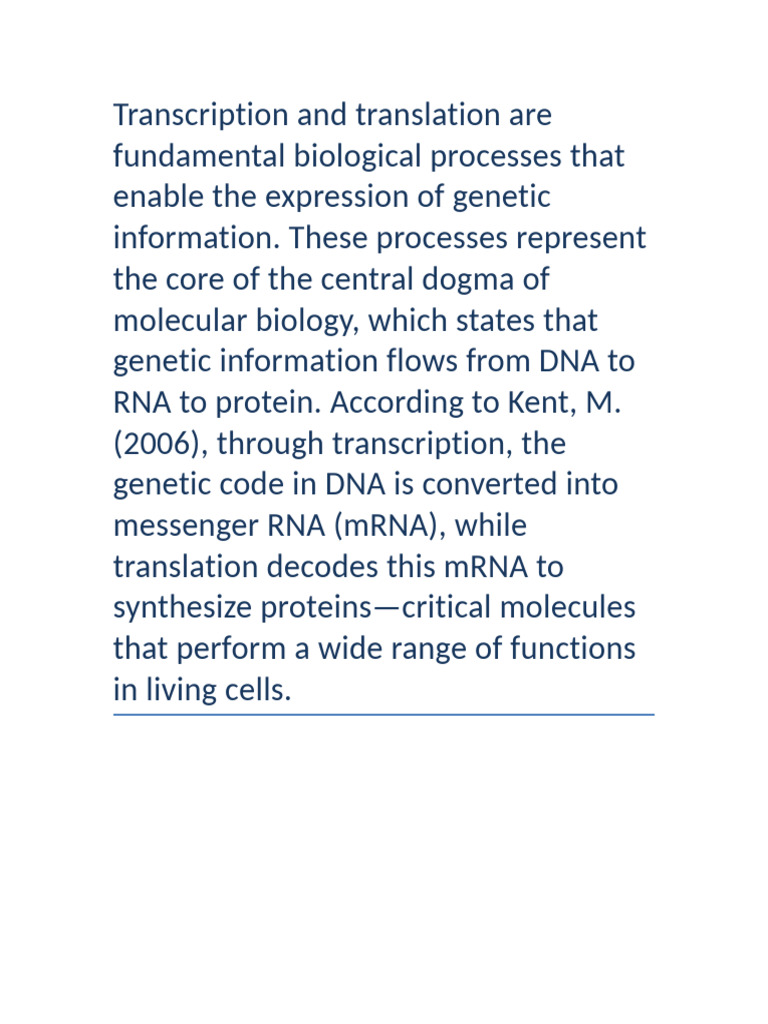Transcription and Translation Explained | PDF | Translation (Biology ...