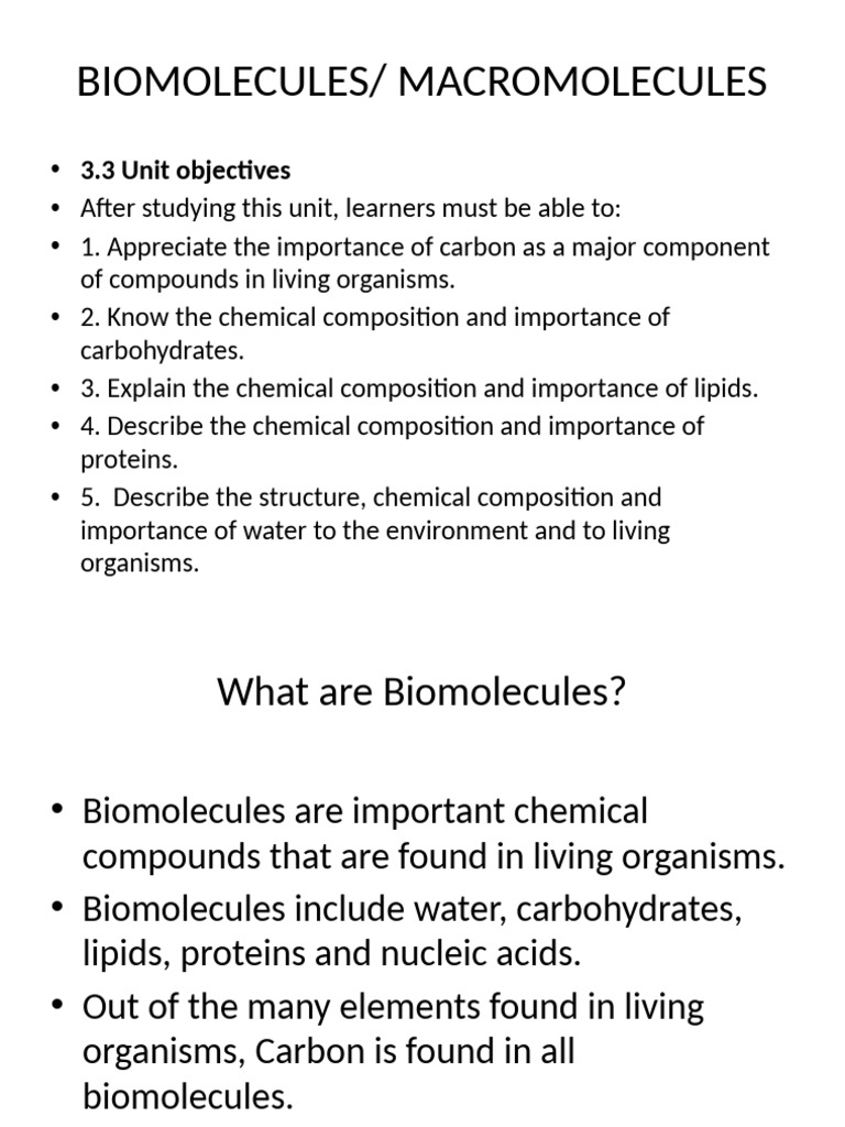 Understanding Biomolecules and Macromolecules | PDF | Fatty Acid ...