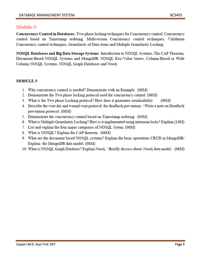 Concurrency Control & NoSQL Databases | PDF | No Sql | Database Transaction