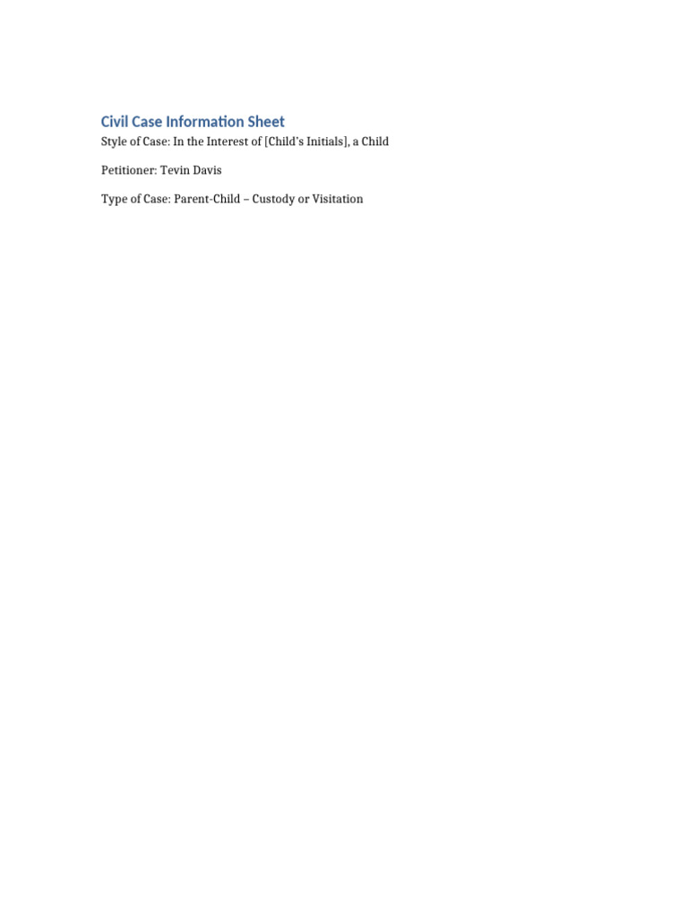 Civil Case Information Sheet | PDF