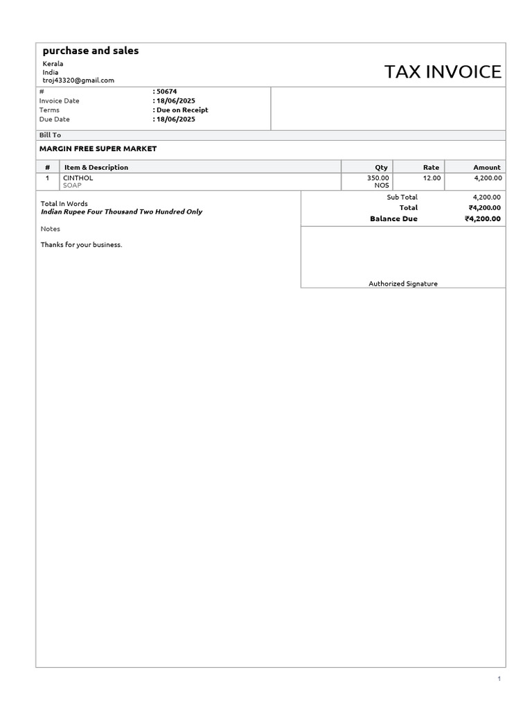 Tax Invoice: Purchase and Sales | PDF