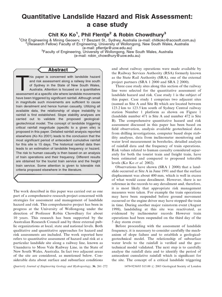 Landslide Risk Assessment Case Study | PDF | Landslide | Soil