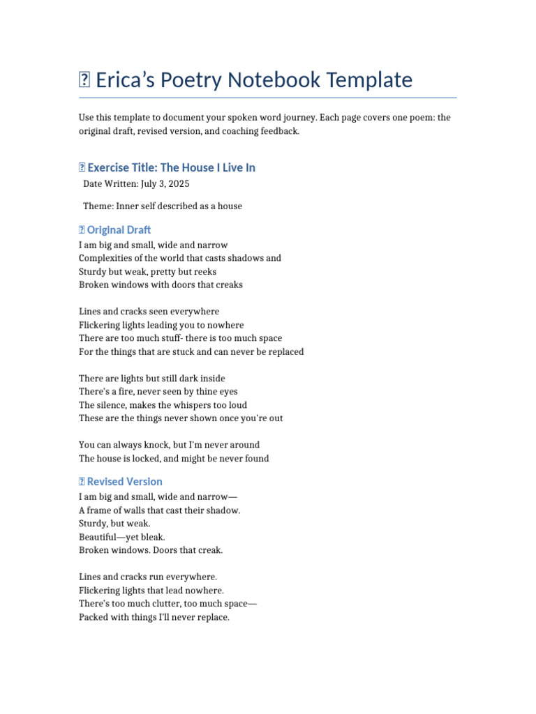 Poetry Notebook Template for Writers | PDF