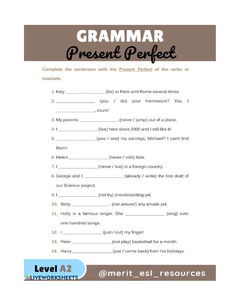 Present Perfect Grammar | PDF