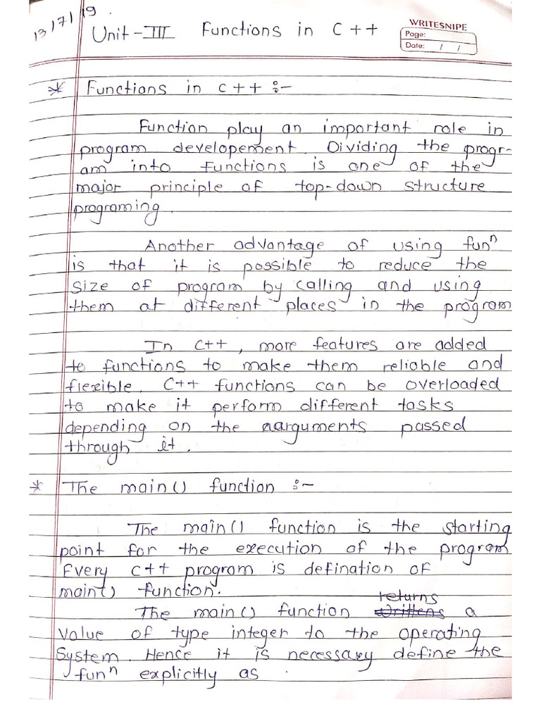 Chapter -3 Functions in c++ | PDF