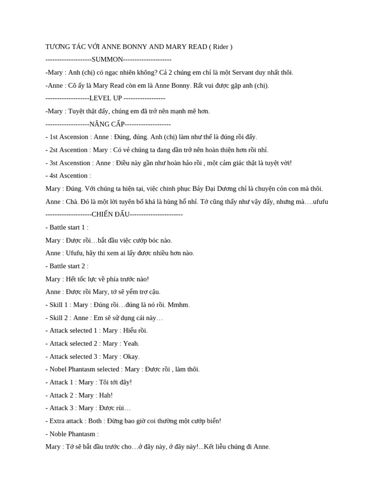 Anne & Mary (Rider) Dialogue | PDF