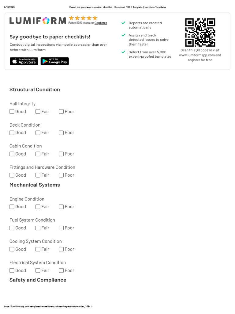 Digital Vessel Inspection Checklist | PDF
