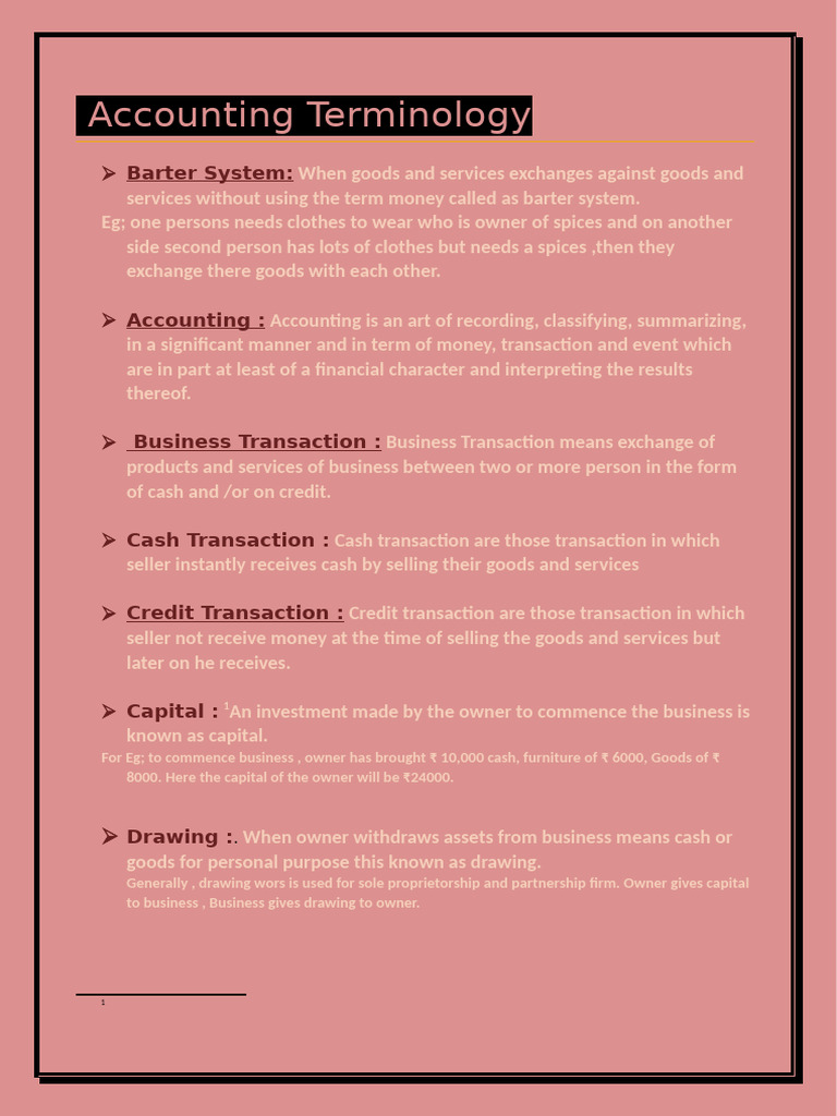 Basic Accountancy Terminology | PDF